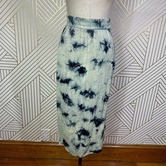 Zara The Batik Tie Dye Midi Slip Skirt in Green Blue Size US XS‎ - Picture 2 of 12